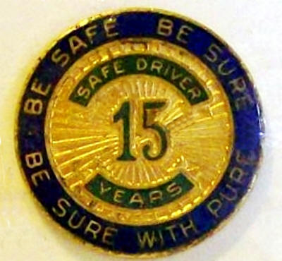 Pure Oil 1961 15 Year Safe Driver Award