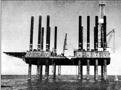 Offshore Company Rig 52 drilling well A for Gulf Oil Company in 1960